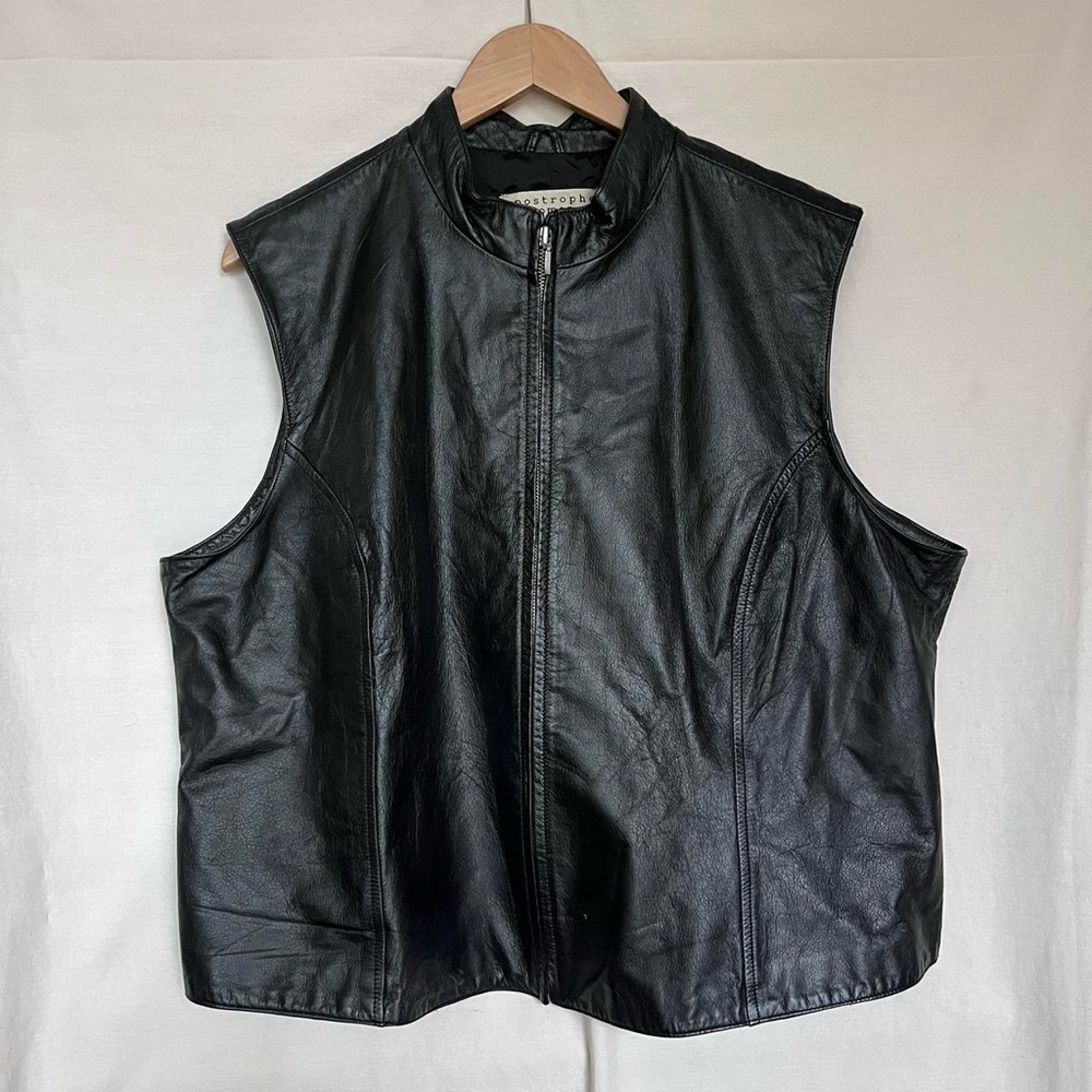 100% leather black biker vest, unisex box vest, leather vest